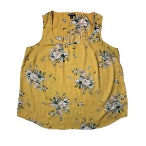 1X Torrid Mustard Floral Tank Top Lightweight Tank